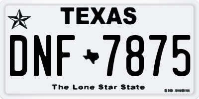 TX license plate DNF7875