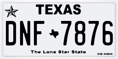 TX license plate DNF7876