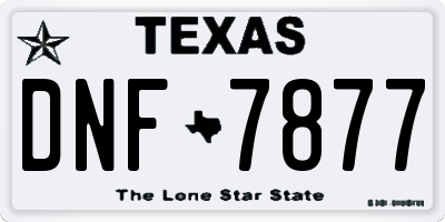 TX license plate DNF7877