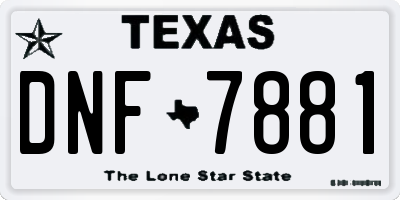 TX license plate DNF7881