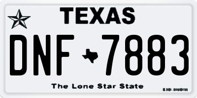 TX license plate DNF7883