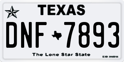 TX license plate DNF7893
