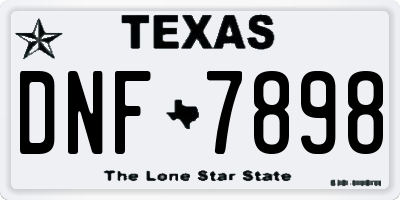 TX license plate DNF7898