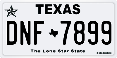 TX license plate DNF7899