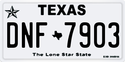 TX license plate DNF7903