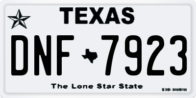 TX license plate DNF7923