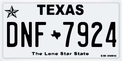 TX license plate DNF7924