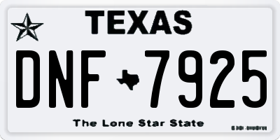 TX license plate DNF7925