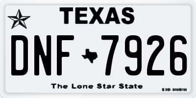 TX license plate DNF7926