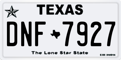 TX license plate DNF7927