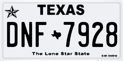 TX license plate DNF7928