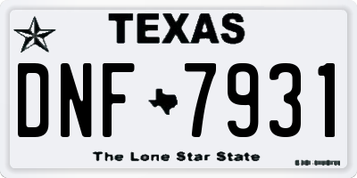 TX license plate DNF7931