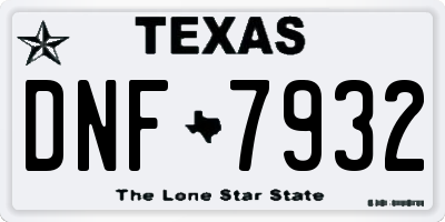 TX license plate DNF7932