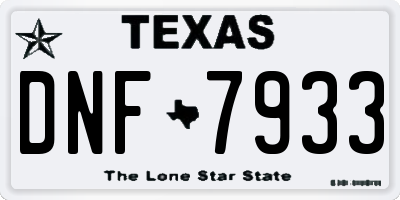 TX license plate DNF7933