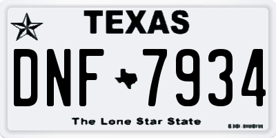 TX license plate DNF7934