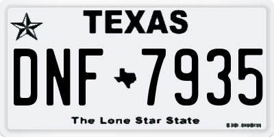 TX license plate DNF7935