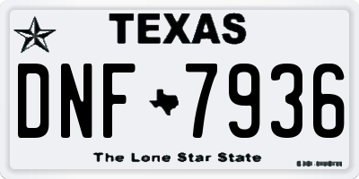 TX license plate DNF7936