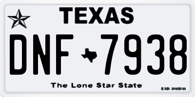 TX license plate DNF7938