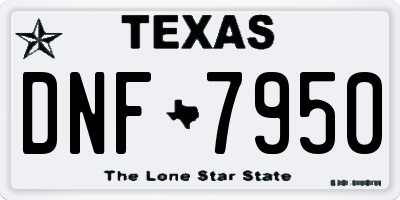 TX license plate DNF7950