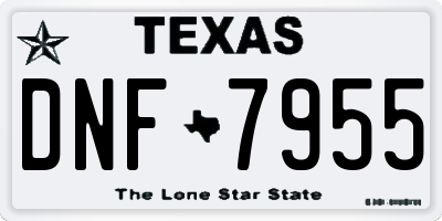 TX license plate DNF7955