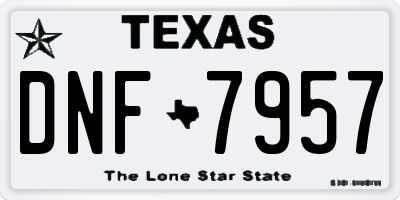 TX license plate DNF7957