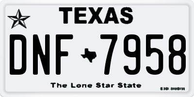 TX license plate DNF7958
