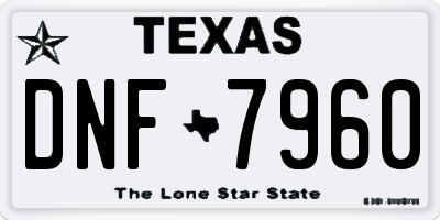 TX license plate DNF7960