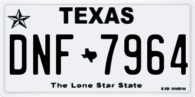 TX license plate DNF7964