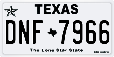 TX license plate DNF7966
