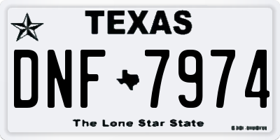 TX license plate DNF7974
