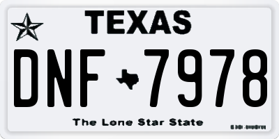 TX license plate DNF7978