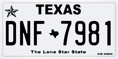 TX license plate DNF7981