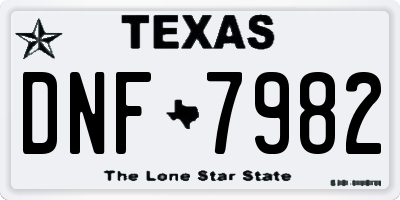 TX license plate DNF7982