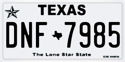 TX license plate DNF7985