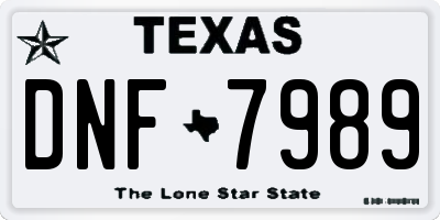 TX license plate DNF7989