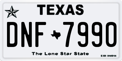 TX license plate DNF7990