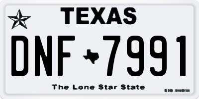 TX license plate DNF7991