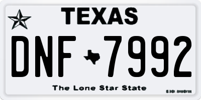 TX license plate DNF7992