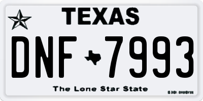 TX license plate DNF7993