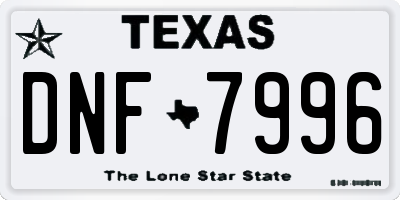 TX license plate DNF7996