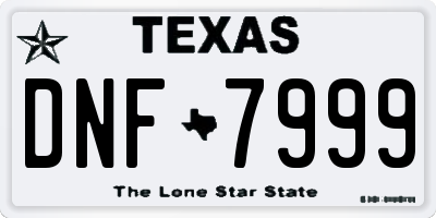 TX license plate DNF7999