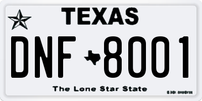 TX license plate DNF8001