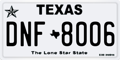 TX license plate DNF8006