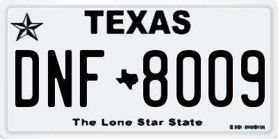 TX license plate DNF8009