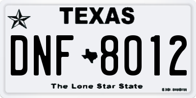 TX license plate DNF8012