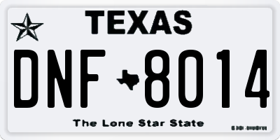 TX license plate DNF8014