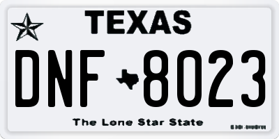 TX license plate DNF8023