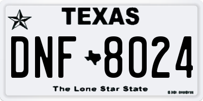TX license plate DNF8024
