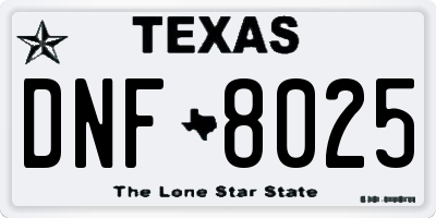 TX license plate DNF8025