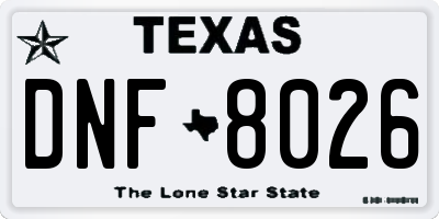 TX license plate DNF8026